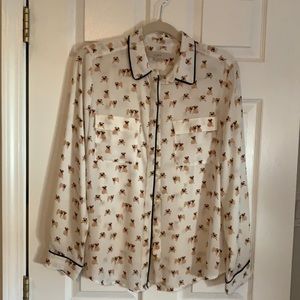 Loft pug print blouse—M